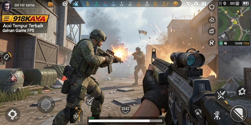 Gameplay intens 918KAYA dengan aksi tembak-menembak yang seru.