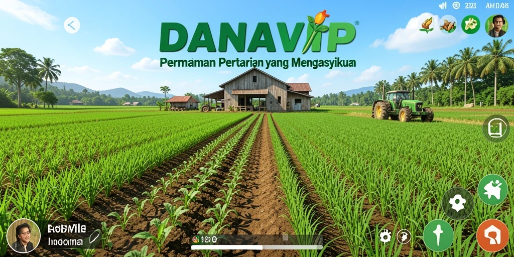 Tangkapan layar gameplay <strong>DANAVIP</strong> menunjukkan aktivitas bertani yang menarik.