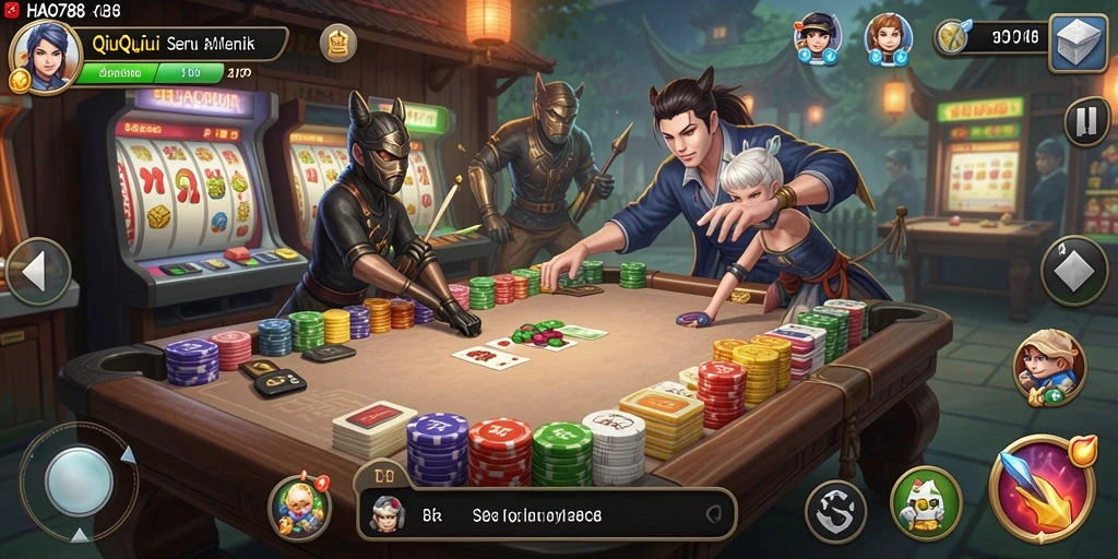 Tampilan gameplay QiuQiu yang menegangkan di HAO788.
