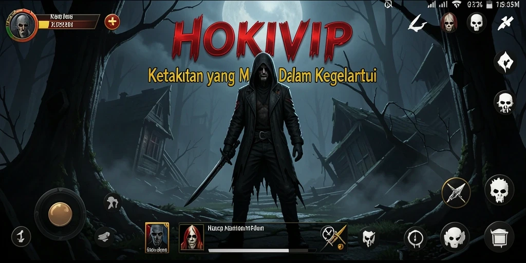 Tampilan seram gameplay HOKIVIP yang mencekam dan menegangkan.