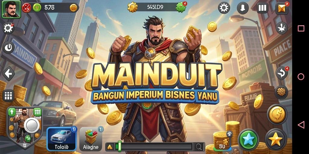 Tangkapan layar <strong>MAINDUIT</strong> menunjukkan gameplay membangun bisnis yang menarik.