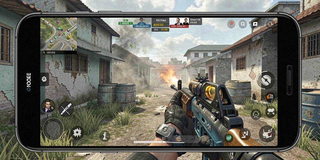 Tampilan gameplay menegangkan dari MARIATOGEL dalam aksi FPS.