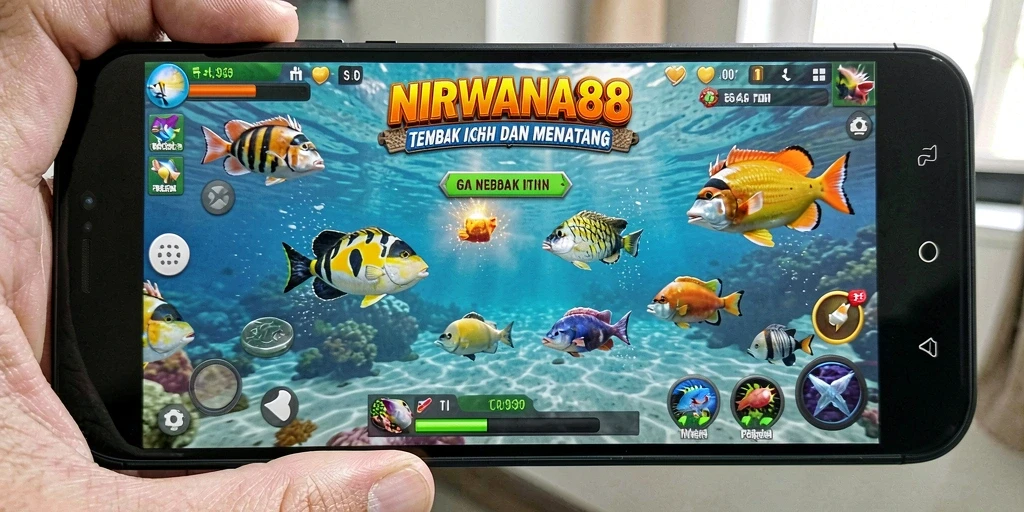 Tangkapan layar dari gameplay seru NIRWANA88 Tembak Ikan.