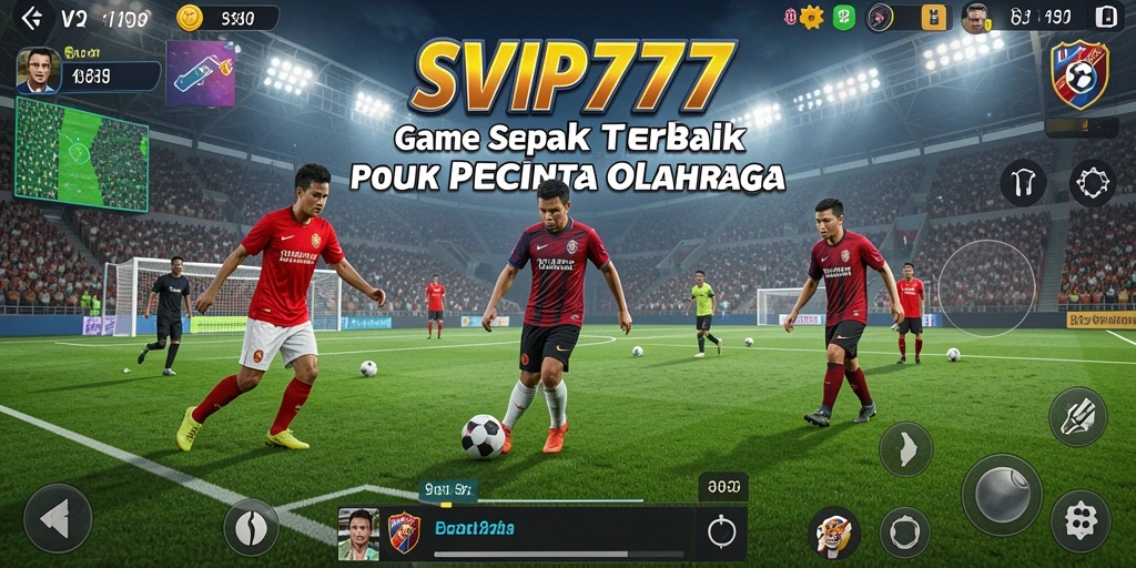 Screenshot gameplay SVIP777 menampilkan aksi mendebarkan pertandingan sepak bola.