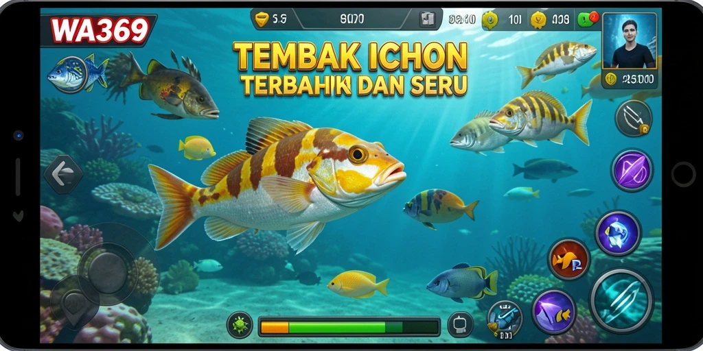 Tangkapan layar utama WA369 yang menunjukkan gameplay penuh aksi Tembak Ikan.